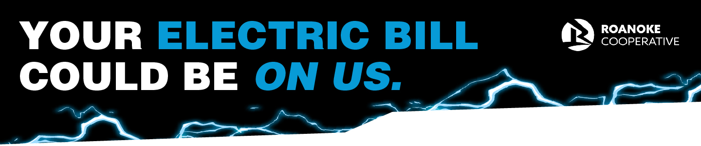 Your electric bill could be on us. Roanoke Cooperative logo.